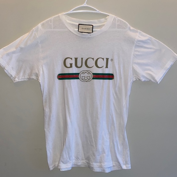 Authentic White Oversized Gucci Logo T-Shirt - Picture 4 of 10